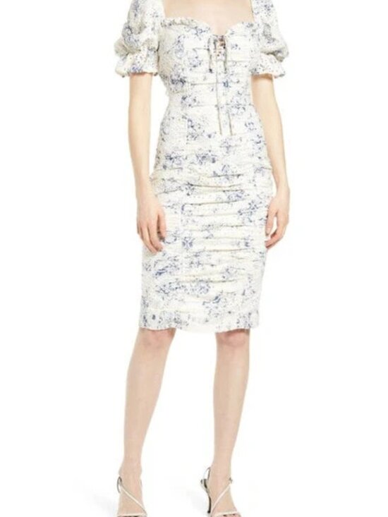 Lavish Alice Dresses & Skirts - Lavish Alice White Printed Broderie Anglaise Midi Dress Size 14 Floral Lace
